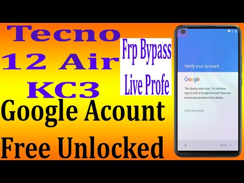 Tecno Camon 12 Air Frp Bypass l Tecno Kc3 Frp Bypass l Tecno Kc3 Google Account Unlock Without PC