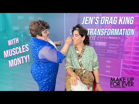 Jen's Drag KING Transformation with MUSCLES MONTY @makeupforever! || FULL STREAM