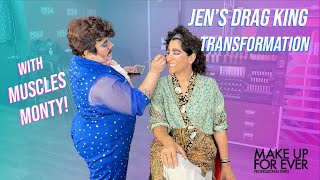 Jen's Drag KING Transformation with MUSCLES MONTY @makeupforever! || FULL STREAM