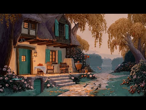 Disney Fairytale Ambience | autumn cottage✨ disney oldies playing in another room (sounds of nature)