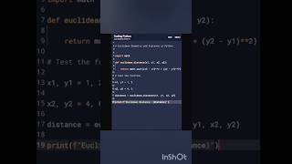 Euclidean Geometry and Distance in Python. #python #pythonprogram #coding #javascript #coder #code
