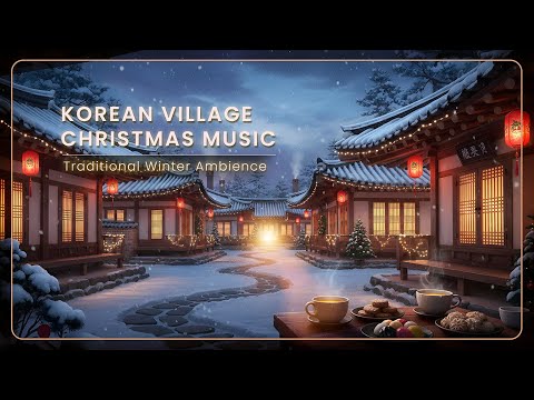Cozy Korean Winter Village at Christmas • Traditional Music with Snow Sounds for Relaxation & Peace