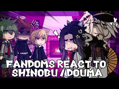 Fandoms react to Shinobu vs Douma  // Gacha React to Demon Slayer: Kimetsu no Yaiba