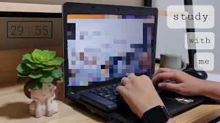 1 hour study with me | calm piano | rain sound | 50/10 Pomodoro