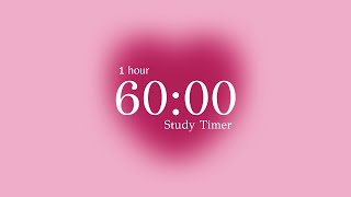 No-Break Study Timer 🌸 | 1 Hour of Pink Aesthetic Productivity