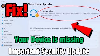 How to Fix Your Device is missing Important Security Update | Windows Update Error