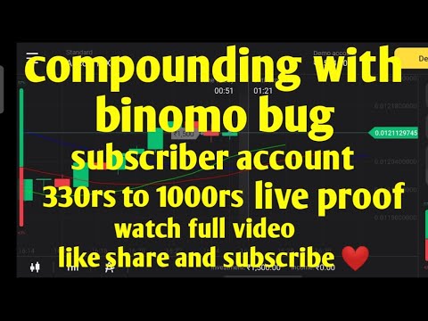 compounding with binomo bug on subscriber acc. | 330 to 1000 in 15 min| live proof | TRADER CALAMITY