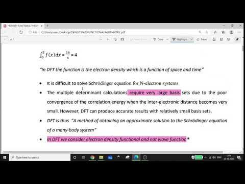 Introduction to DFT - Semester 2, M.Sc Chemistry, M.G University, Kottayam