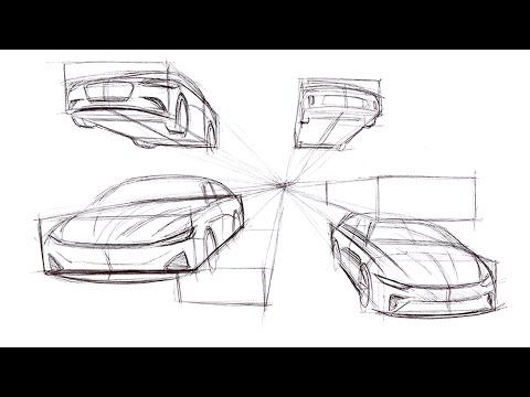 how to sketch a car on One point perspective view 1점투시를 배워서 자동차를 그리자