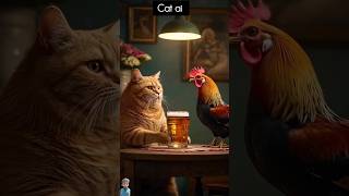 Cat vs Rooster: Funny Pub Talk 🍺 | AI Comedy Shorts 😂 CatAI #FunnyCatShorts #AIFunnyShorts