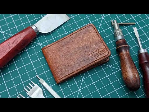 Amazing Process of Making HANDMADE Minimalist Small Leather Wallet with Driver's License - ASMR