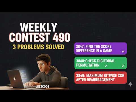 LeetCode Weekly Contest 490 | Solved 3 Problems (3847, 3848, 3849) with Explanation
