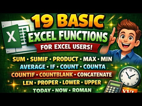19 Basic Excel Functions You MUST Know | Excel for Beginners (With Examples) 