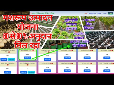 मशरूम उत्पादन योजना | Mashroom Utpadan Yojna | #udyan #horticulture #bihar #yojna #governmentschemes