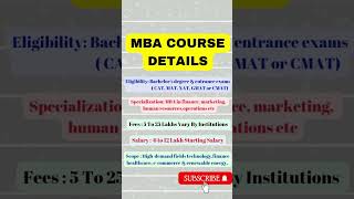 MBA Course Details|Eligibility,Fees,Salary & Scope #youtubeshorts #mumbaiwalesir #short #viral #mba