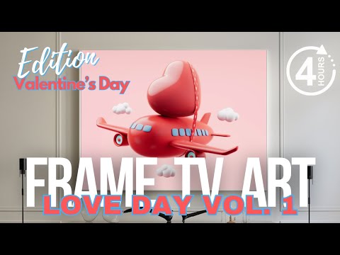 Valentine's Voyage: Love Airplane in the Pink Sky - 4K TV Art #tvframe #tvartslideshow