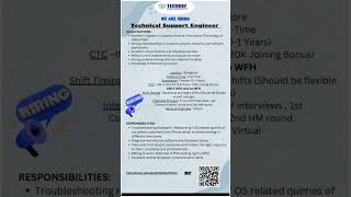 Technical Support Engineer freshers hiring #shorts