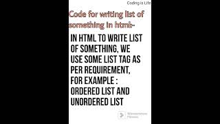 HTML Code for List 📝📝📝📝 #codingislife #codingisfun  #learnwithfun   #webdeveloper