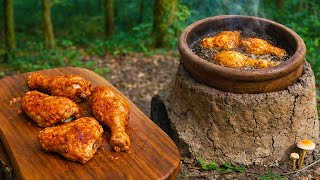 Crispy Chicken Leg Over Campfire 🔥 | Relaxing Outdoor ASMR