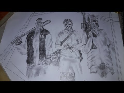 How to draw GTA 5 poster drawing