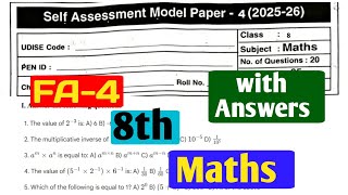 AP FA-4 Class 8 Maths Model Paper 2025-26 |Maths Important Questions with Answers