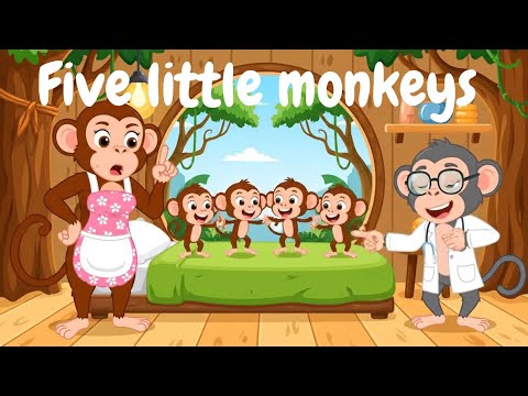 🐵 Five Little Monkeys Jumping on the Bed | Nursery Rhyme & Kids Song