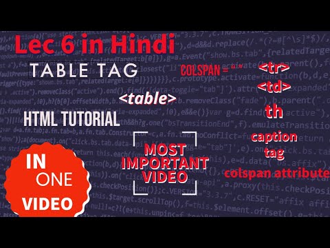 how to use TABLE TAG IN HTML | explained in hindi | L-6