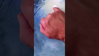 ✨ How to Paint Blue Waterfall Landscape | 1-Minute Acrylics! 🌊🎨🏞️ #beginnerart #paintingtechniques