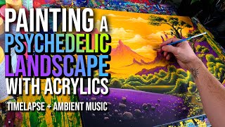 Painting A Psychedelic Landscape - Timelapse + Ambient music