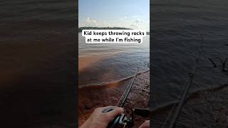 Kid throwing rocks at fisherman!! #shorts #fishing #viral #viralvideos #trending #jesus #viralshorts
