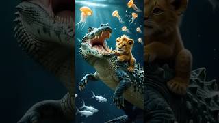 Crocodile saved life of baby lion #junglestories #animalshorts #cartoon #animalrescue #viralvideo