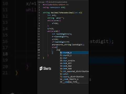 Cpp program to convert decimal number into hexadecimal number in #cpp    #vscode 🔥🔥
