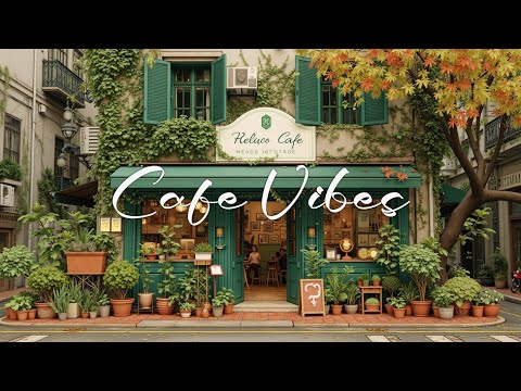 Autumn Jazz Café Ambience 🍂 Soulful Piano Jazz & Relaxing Music in a Cozy Plant-Filled Café