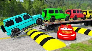 Flatbed Truck McQueen | Transportation with Truck - Pothole vs Car #79