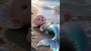 🌊✨ Lost Mermaid Baby on the Shore#MermaidBaby #FantasyArt #CGIRender #OceanMagic #FairytaleVibes
