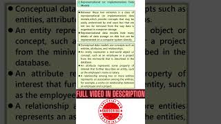 CATEGORIES OF DATA MODELS #datamodeling #dbms #computerscience #DatabaseManagementSystems #BCA