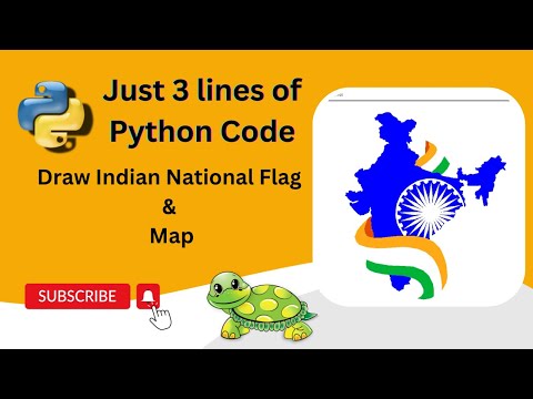 Draw Indian Map and Flag Sketch in Python | Just 3 lines of Python Code | Turtle graphics.