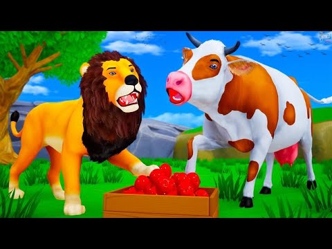 Epic Jungle Race 🦁🐄 | Farm Animals vs Wild Animals for Food! Part 1