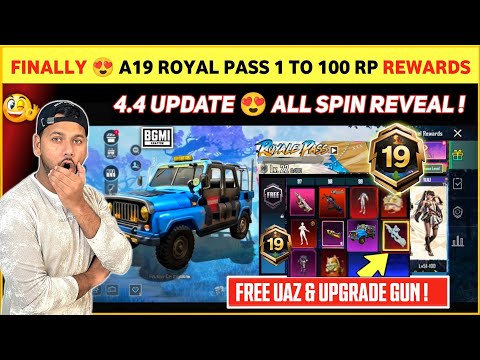 4.4 UPDATE 😍 A19 Royal Pass 1 To 100 Rewards | Next Royal Pass Bgmi | Bgmi New Royale pass