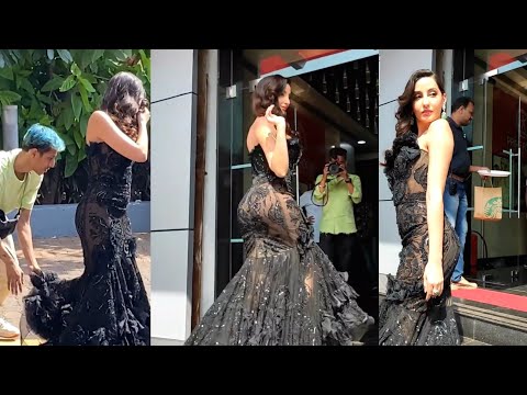 Nora fatehi looks hot in transparent black dress #bollywoodmasala