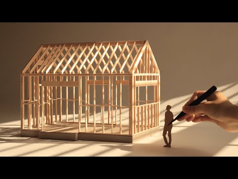 How to build a Simple Wood Frame for a House | Modelling basic timber structure  (Subtitles)