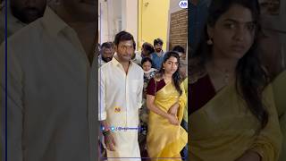 Vishal & saidhanshika❤️🥰got dharisanam at vadapalani #murugartemple #vishal #engagement #trending