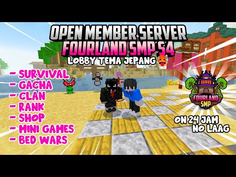 OPEN MEMBER SERVER MCPE 1.19.50 | FourLand SMP S4, No Laag, banyak fitur, harga rank muraah coy!!!