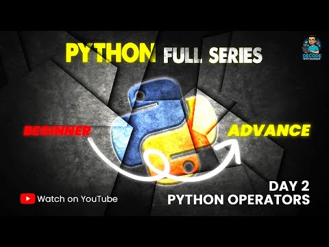 Python Full Series Day-2 | Operators in Python | Python Basic to Advance | #python #pythontutorial