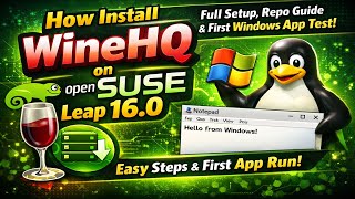 How Install WineHQ on openSUSE Leap 16.0 | Full Setup, Repo Guide & First Windows App Test