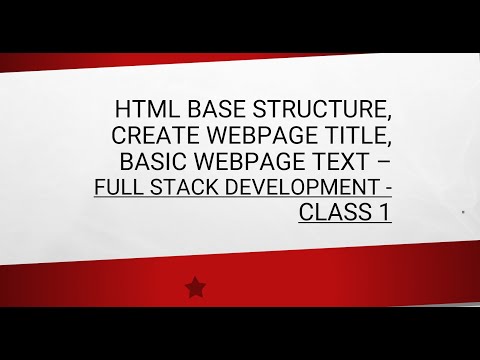 html base structure, create webpage title, basic webpage text - Full Stack development - class 1