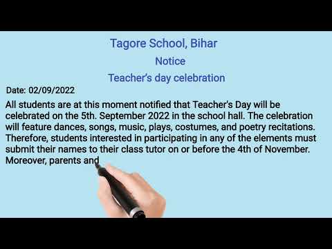 Notice Writing on Teacher's Day Celebration | Write a Notice on Teacher's Day Celebration