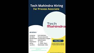 Tech Mahindra Is Hiring For Process Associate | Any Bachelors Degree 🧑‍🎓#short #techmahindra