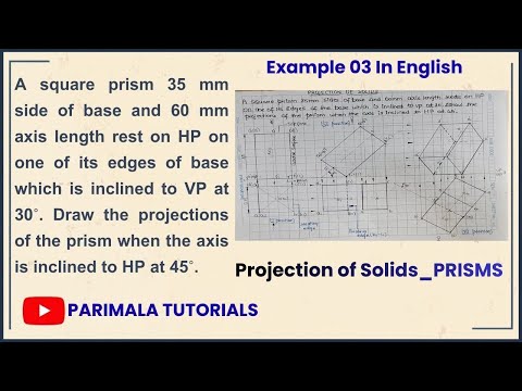 Projection of Solids_ Square Prism_ Example 02_ Manual Drawing_ Engineering Drawing