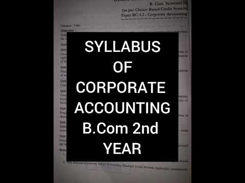 DU | CORPORATE ACCOUNTING SYLLABUS | B. COM 2nd YEAR